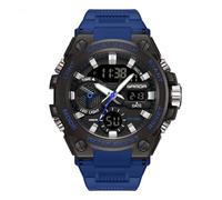 AIMES Reloj deportivo para hombre, resistente al agua, militar, grande, doble pantalla, fecha, multifunción, casul, trabajo, táctica, LED, alarma, cronómetro, 3311-azul, Reloj deportivo casual de