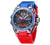 AIMES Reloj deportivo para hombre, resistente al agua, militar, para hombre, analógico, digital, fecha, alarma, cronómetro, táctica, multifunción, reloj de pulsera para hombre, A-rojo azul, Moda