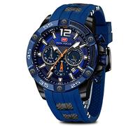AIMES Reloj para hombre, deportivo, militar, impermeable, cronógrafo, analógico, de cuarzo, cara grande, clásico, elegante, casual, diseñador, negocios, trabajo, regalo elegante para hombres, Azul y