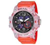 AIMES Relojes militares para hombre, reloj digital para deportes al aire libre, reloj de pulsera táctico militar, cronómetro LED, resistente al agua, relojes militares para hombre (C-rojo