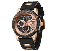 AIMES Relojes para Hombre Casual cronógrafo Impermeable Deportivo Militar Reloj analógico Movimiento de Cuarzo Elegante Reloj de Pulsera de Lujo Elegante Reloj de Regalo para Hombre, A3-café Rosa
