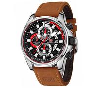 AIMES Relojes para hombre casual cronógrafo impermeable deportivo militar reloj analógico movimiento de cuarzo elegante reloj de pulsera de lujo elegante reloj de regalo para hombre, Marrón y negro