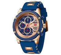 AIMES Relojes para hombre casual cronógrafo impermeable deportivo militar reloj analógico movimiento de cuarzo elegante reloj de pulsera de lujo elegante reloj de regalo para hombre, A3-rosa azul,