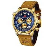 AIMES Relojes para hombre casual cronógrafo impermeable deportivo militar reloj analógico movimiento de cuarzo elegante reloj de pulsera de lujo elegante reloj de regalo para hombre, A2-dorado azul,
