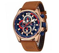 AIMES Relojes para hombre casual cronógrafo impermeable deportivo militar reloj analógico movimiento de cuarzo elegante reloj de pulsera de lujo elegante reloj de regalo para hombre, Marrón azul-rosa,
