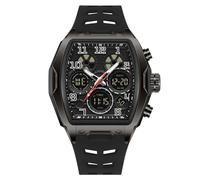 AIMES Relojes para hombre, elegantes, informales, multifunción, cuadrados, resistentes al agua, 5 ATM, digital, analógico, doble hora, cronómetro, correa de silicona, regalo para hombre, color