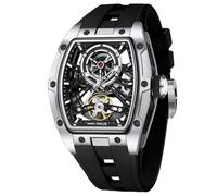 AIMES Tonneau - Reloj automático para hombre, diseño de esqueleto de lujo, cuerda automática, mecánico, impermeable, analógico, reloj de pulsera para hombre, esfera grande, cuadrado, esfera grande