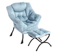 AIMEZO Sillón Relax con Reposapiés, Sillón Perezosa para Salón Sillón Moderno de Tela Ocio, Estructura de Metal, Azul