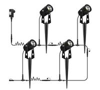 AIMHEIM 4 en 1 Focos LED Exterior IP65 Impermeable, 4 x 3W Luces Led Exterior Jardin con Estaca Lámpara Proyector Luz Blanco Cálido LED Exteriores Iluminación para Camino Césped Entrada