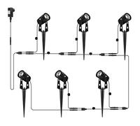 AIMHEIM 6 Piezas Focos LED Proyector Exterior IP65 Impermeable, 6 x 3W Luces Focos Led Exterior Jardin 12V con Estaca, Lámpara Jardin Luz Blanco Cálido LED Exteriores Iluminación