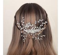 Aimimier Peine para el pelo de novia, peine trasero de cristal, tocado con diamantes de imitación para boda, fiesta, graduación, festival, accesorios para el cabello para mujeres (plateado)
