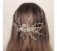 Aimimier Peine para el pelo de novia, peine trasero de cristal, tocado con diamantes de imitación para boda, fiesta, graduación, festival, accesorios para el cabello para mujeres (dorado)