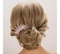 Aimimier Peines laterales de cristal de pavo real vintage con diamantes de imitación de dientes largos, horquillas decorativas de flores, accesorios para el cabello para mujeres y niñas (morado)