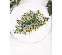 AimimierAimier Peine de pelo rojo rubí zafiro esmeralda amatista negro rosa cristal accesorio para el pelo de boda para mujeres y niñas, , , Verde, ]