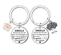 AIMINI 2pcs Llavero La mejor Abuela y Abuelo Llavero Regalo para Abuelos Regalos Cumpleaños Regalos Aniversario Regalos Navidad Lo más adecuado para dar a los abuelos (1)