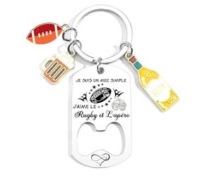 AIMINI - Llavero para aperitivos de rugby - Regalo de papi - Regalo para el día del padre - Idea de regalo para hombre, llavero personalizado rugby apero regalo de rugby abrebotellas, Chico Individual