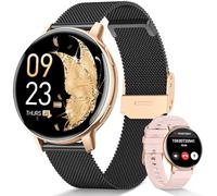 AIMIUVEI Reloj Inteligente Mujer, 1.27" Smartwatch Mujer con Llamadas, Función Femenina, 120+ Deportes, 24H Pulsometro SpO2, Monitor de Sueño, IP68 Calorías, Podómetro, para Android iOS Rosa Negro Oro