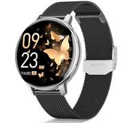 AIMIUVEI Reloj Inteligente Mujer, Smartwatch Mujer con Llamada 24H Pulsómetro, SpO2, Seguimiento del Periodo, 120+ Modo Deporte, Sueño, Podómetro IP68 Fitness Tracker iOS/Android, Regalo, Negro Plata