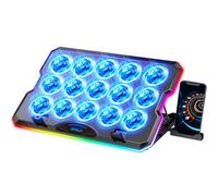 AIMIUZI Almohadilla de refrigeración para laptop, enfriador de ventilador para portátil con 15 ventiladores silenciosos para laptop de 12 a 17.3 pulgadas, soporte de refrigeración RGB portátil delgado
