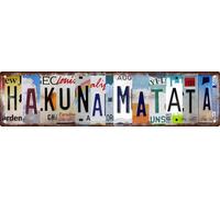 Aimlayton Hakuna Matata - Letrero de metal de 4 x 16 pulgadas, placa tropical retro para dormitorio, baño, decoración de vibraciones positivas