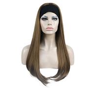 Aimole Peluca larga y lacia 3/4 para mujer, pelo sintético con diadema negra (#12-Lt marrón dorado rojizo)