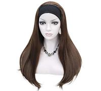 Aimole Peluca larga y lacia 3/4 para mujer, pelo sintético con diadema negra (#31)