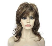 Aimole Peluca peluda en capas hasta el hombro para mujer, peluca con flequillo, peluca de pelo sintético de primera calidad para mujer #AB607