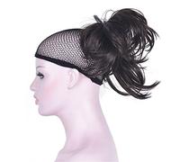 Aimole Peluca sintética con pinza para cola de caballo, pelo liso, extensiones cortas (6-marrón castaño)