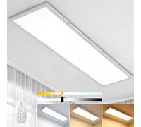 Aimosen Panel LED de Techo Regulable de 100 x 25 cm con Mando a Distancia, 28W Panel Plano de Techo, 2700K - 6500K, Blanco Cálido, Natural y Frío, Lámpara Para Oficina, Taller o Salón