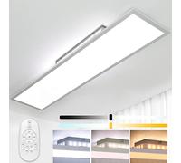 Aimosen Regulable LED Lámpara de Techo 120x30 cm, 52W Panel LED Techo Rectángulo con Mando a Distancia, 2700K-6500K Frío Natural Cálido Blanco Luz Plafón Techo para Salón Taller Cocina Oficina Balcón