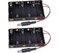 AIMPGSTL Paquete de 2 cajas de alimentación AA de 9 V, color negro, con conector de barril de enchufe CC para cámara inalámbrica, tira de luz LED de Halloween, 2,1 mm x 5,5 mm