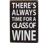 AimQurt Cartel de metal vintage con texto en inglés "There's Always Time for A Glass of Wine" para el hogar, póster de pared, decoración de bar, regalo para mujeres y hombres, placa de lata de 5.5 x 8