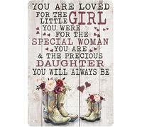 AimQurt Letrero de aluminio con texto en inglés «You are Loved for The Little Girl», diseño de bota de flores, regalo para el hogar, cafetería, bar, decoración de pared, accesorios de puerta de