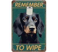 AimQurt Letrero de estaño divertido vintage con diseño de perro Gordon Setter, decoración de pared de baño, letrero de perro Remember To Wipe divertido retro vintage de aluminio para el hogar, jardín