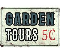 AimQurt Letrero de estaño para jardín al aire libre, para jardinería al aire libre, 5 centavos, letrero de bienvenida retro, letrero decorativo de flores, lindo letrero vintage secreto para decoración