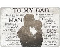 AimQurt Letrero de lata divertido con texto en inglés "To My Dad My Hero I Will Always Be Your Little Boy", regalo de hijo, perfecto para oficina, garaje, cueva, decoración del hogar, 5.5 x 8 pulgadas