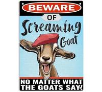 AimQurt Letrero de metal con texto en inglés "Beware of Screaming Goat No Matter What The Goats Dicen", cartel de metal de cabra gritando para casa, oficina, granja, pasto, hombre de montaña, cueva