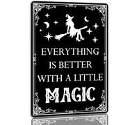 AimQurt Letrero de metal con texto en inglés "Everything Is Better With a Little Magic", decoración vintage espeluznante, decoración gótica de Halloween para cafetería, bar, cocina, 5.5 x 8 pulgadas