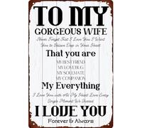 AimQurt Letrero de metal con texto en inglés «To My Gorgeous Wife», regalo de amor para esposa, te amo con todo mi corazón, para decoración del hogar, accesorios de puerta, café, hogar, decoración de