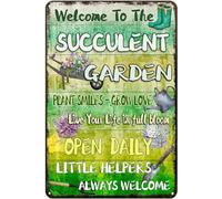 AimQurt Letrero de metal con texto en inglés "Welcome to The Suculent Garden", decoración rústica para el hogar, decoración de puerta de habitación, cocina, bar, cafetería, club, cueva, decoración de