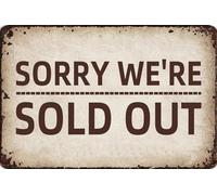 AimQurt Letrero de metal vintage con texto en inglés "Sorry We're Sold Out", divertido letrero novedoso para el hogar, cocina, jardín, granja, tienda, bar, pub, restaurante, cafetería, cueva, hombre