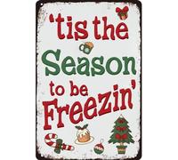 AimQurt Letrero de metal vintage con texto en inglés "Tis the Season to Be Freezin" para decoración de pared de Navidad, cafetería, accesorios para interiores y exteriores, póster de 5.5 x 8 pulgadas