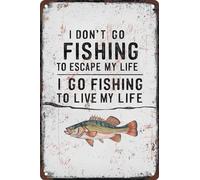AimQurt Letrero de metal vintage divertido de pesca, con texto en inglés "I Don't Go Fishing To Escape Life, I Go Fishing To Live My Life", regalo para hombre de pesca, cafeterías, bares, clubes, 5.5
