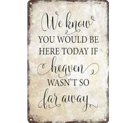 AimQurt Letreros conmemorativos de boda con texto en inglés «We Know You Would Be Here Today If Heaven Wasn't So Far Away», letrero de metal con decoración rústica de boda, 5.5 x 8 pulgadas