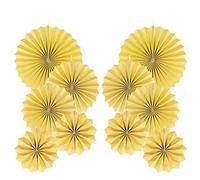 AimtoHome Juego de 10 abanicos de papel para colgar en fiestas, abanicos de papel redondos dorados para decoración de fiestas