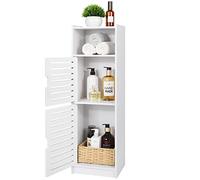 aimu Gabinetes de baño impermeables, unidades de almacenamiento de baño con estante de almacenamiento abierto, gabinetes de piso independientes, pasillo, color blanco.