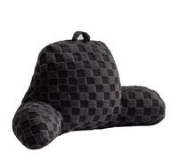 Aimuan Almohada de lectura a cuadros con respaldo de cuña, almohada de tablero de ajedrez con brazos y soporte de espalda para sentarse en la cama, cojín inclinado para dormir y roncar (gris oscuro,