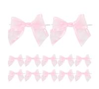 AIMUDI Lazos de cinta rosa de 4 pulgadas, lazos de organza prefabricados para envolver regalos, manualidades, bolsas de golosinas, cestas de pasteles, baby shower, cumpleaños, decoración de boda, 12