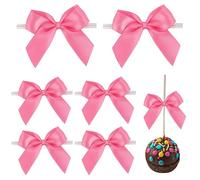 AIMUDI Lazos de satén rosa intenso de 5 cm para envolver regalos, lazos pequeños con lazos giratorios, lazo de cinta prefabricado para manualidades, bolsas de pasteles, bodas, despedidas de soltera,