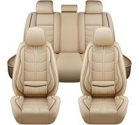 AIMXGBPS Fundas para Asientos de Coche en Cuero para VW Polo IV (9N) 2006-2026, Juego Completo de 5 Piezas, Protectores de Asiento Impermeables Antideslizantes,Beige